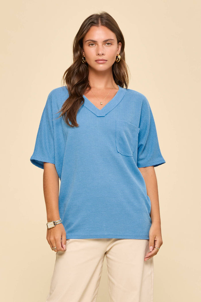 Two Tone Waffle Knit Top