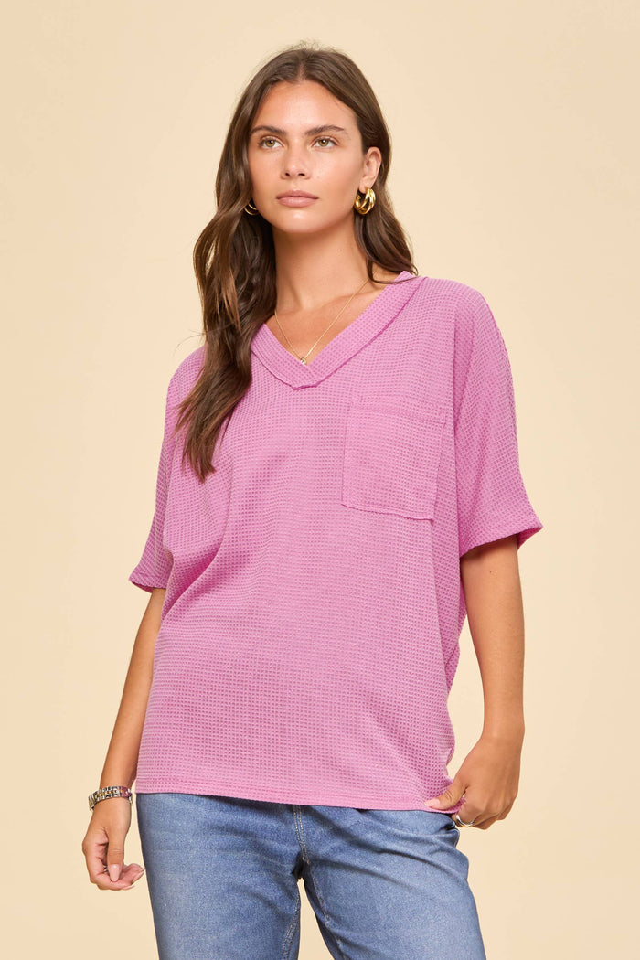 Two Tone Waffle Knit Top