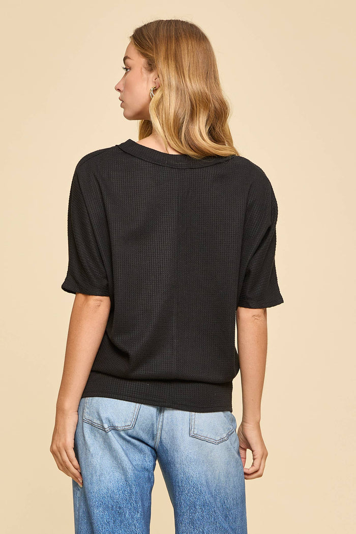 Two Tone Waffle Knit Top