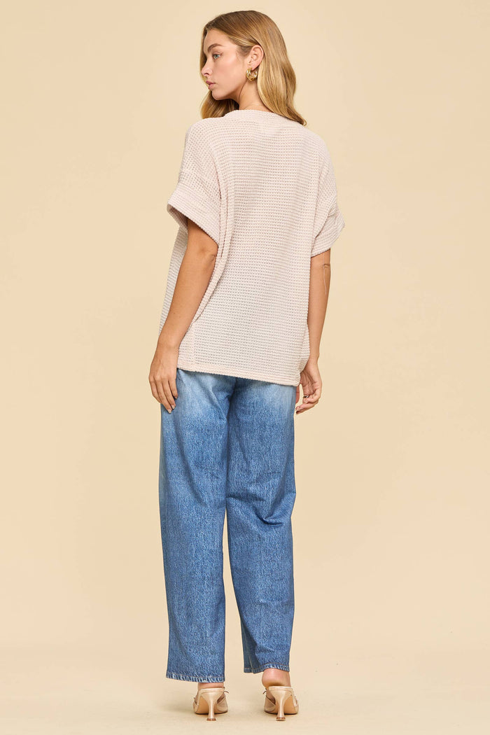 Two Tone Waffle Knit Top