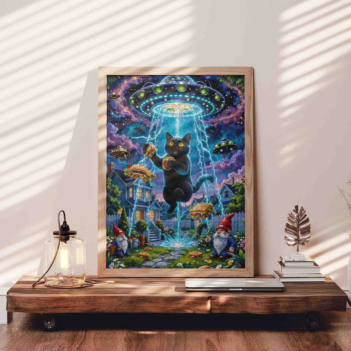UFO Cat Sandwich Abduction Jigsaw Puzzle