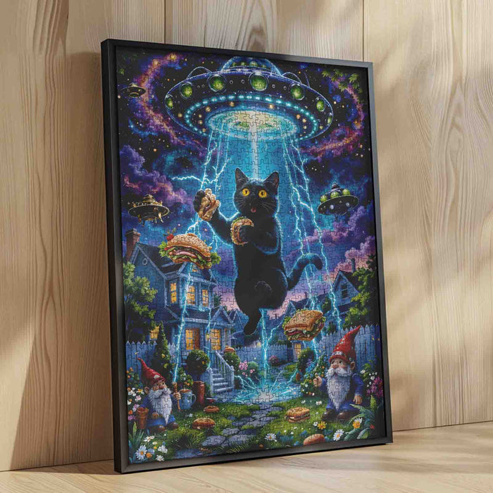 UFO Cat Sandwich Abduction Jigsaw Puzzle