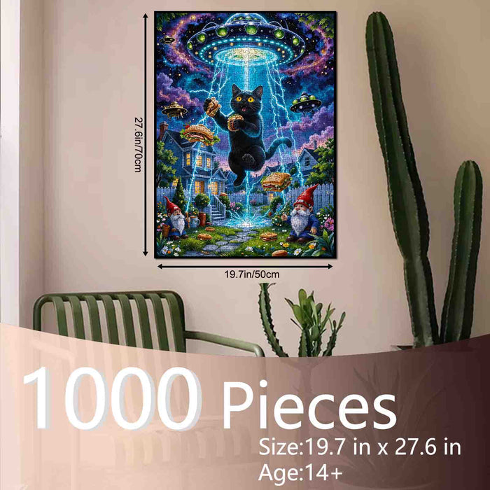 UFO Cat Sandwich Abduction Jigsaw Puzzle