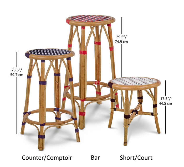 Valence Counter Stool, Small Squares - White/Navy