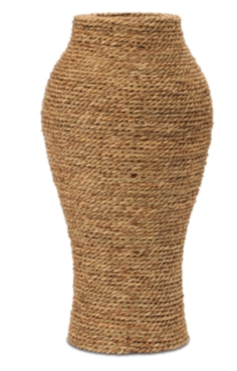 VASE 18”H PLYWOOD/SEAGRASS