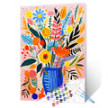 Vibrant Floral Bloom in Blue Vase Paint by Numbers