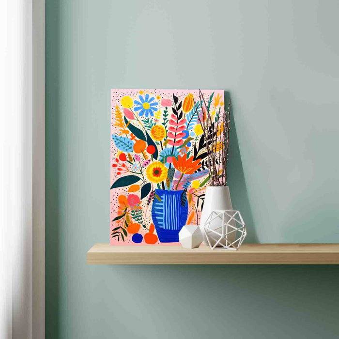 Vibrant Floral Bloom in Blue Vase Paint by Numbers