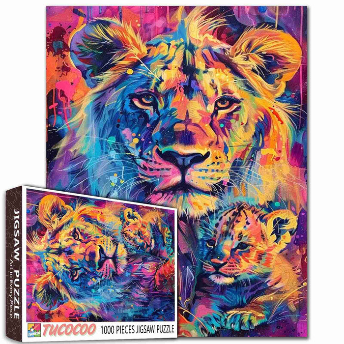 Vibrant Lion and Cub Jigsaw Puzzle