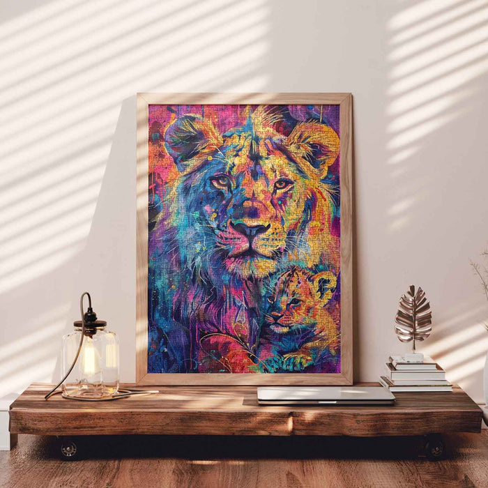 Vibrant Lion and Cub Jigsaw Puzzle