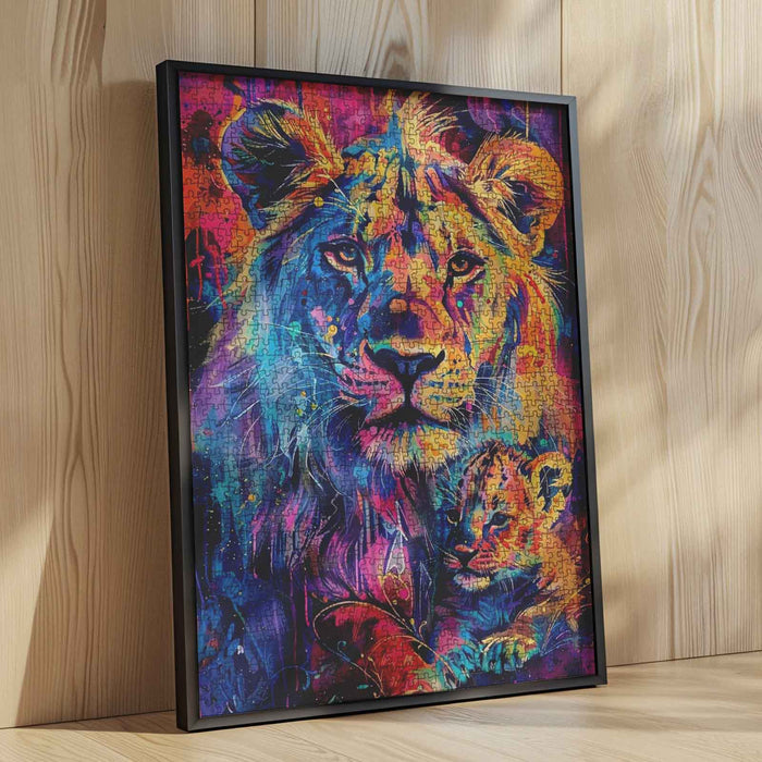 Vibrant Lion and Cub Jigsaw Puzzle
