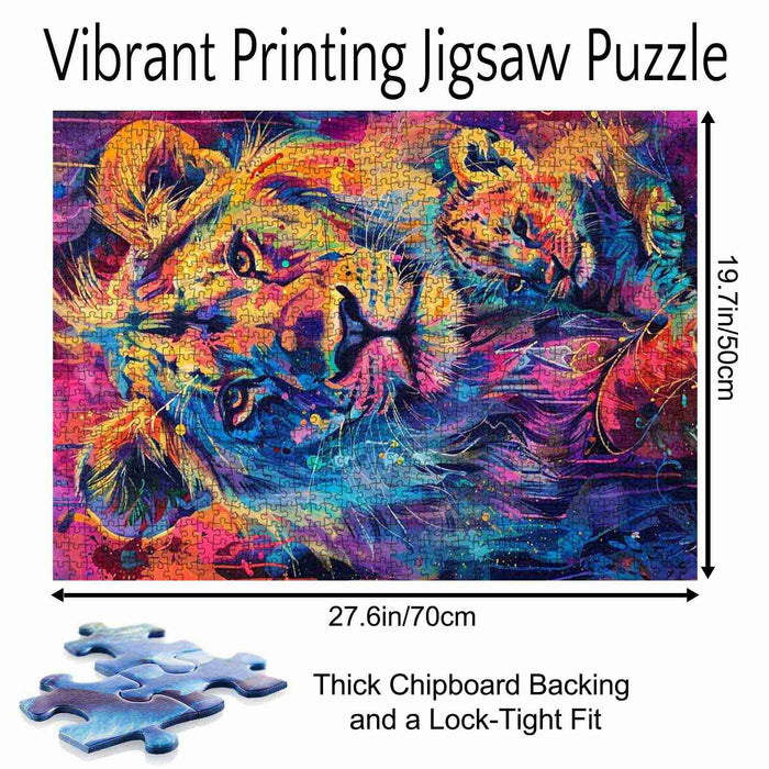 Vibrant Lion and Cub Jigsaw Puzzle