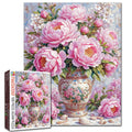 Vintage Pink Peony Vase Floral Art Jigsaw Puzzle
