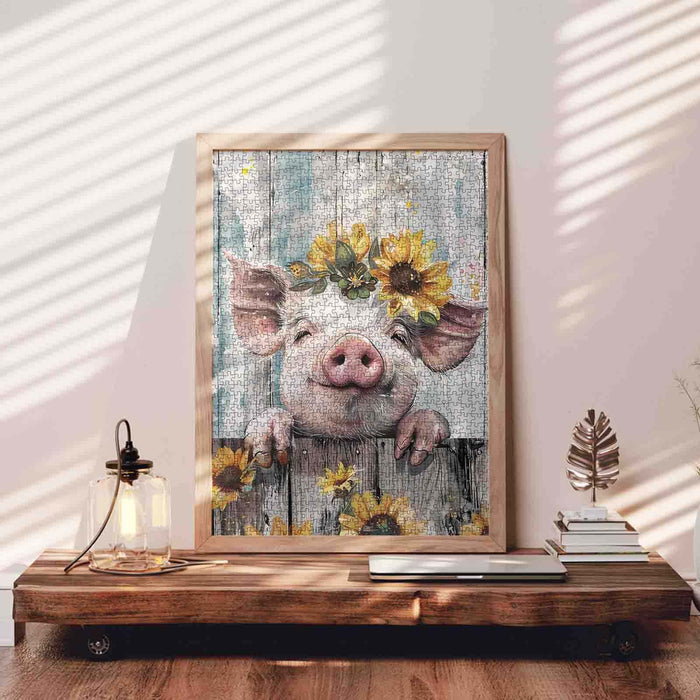 Vintage Style Farm Pig Jigsaw Puzzle