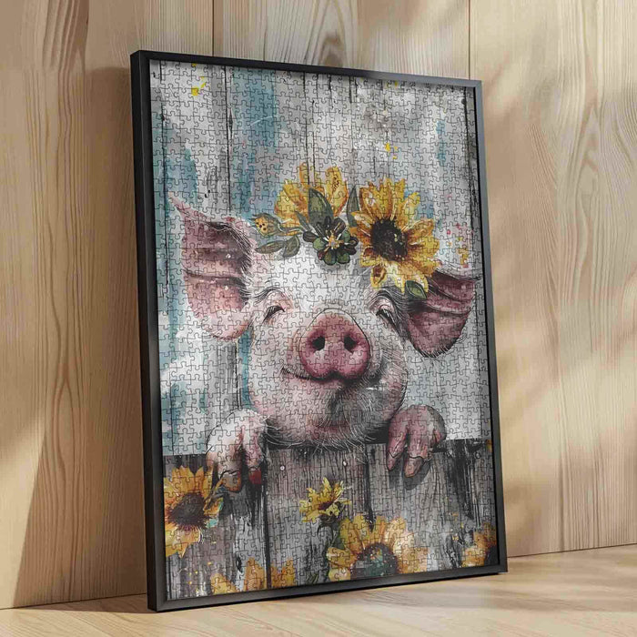 Vintage Style Farm Pig Jigsaw Puzzle