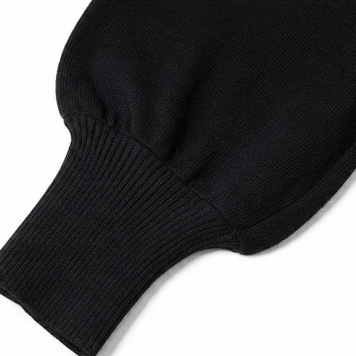 Vivelyn – Batwing Sleeve Wrap Knit Top And Skirt Set