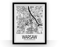 Warsaw Map Poster -  Map Print - Art Deco Series