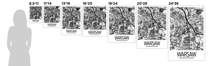 Warsaw Map Poster -  Map Print - Art Deco Series