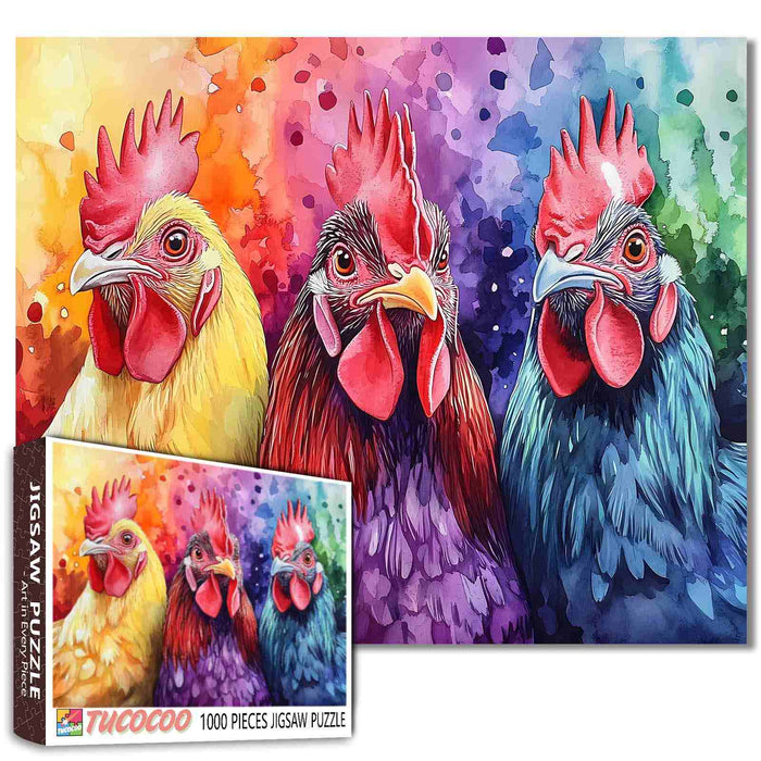 Watercolor Chickens Jigsaw Puzzle