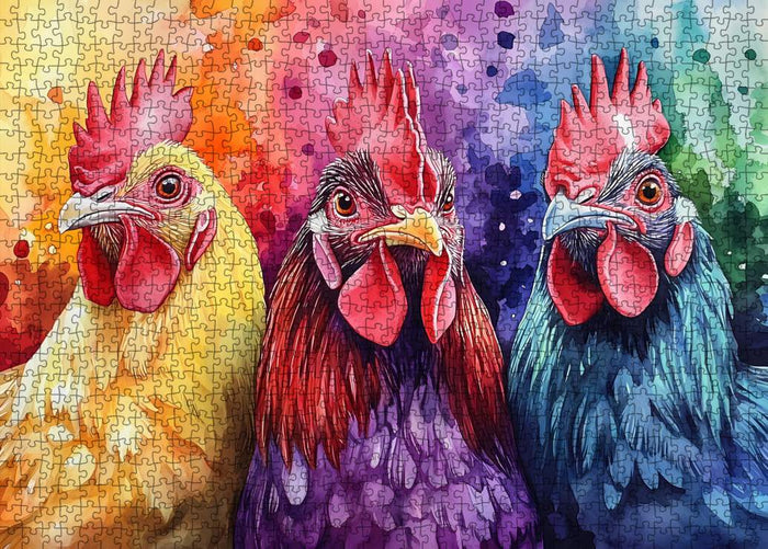 Watercolor Chickens Jigsaw Puzzle