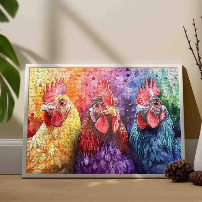 Watercolor Chickens Jigsaw Puzzle