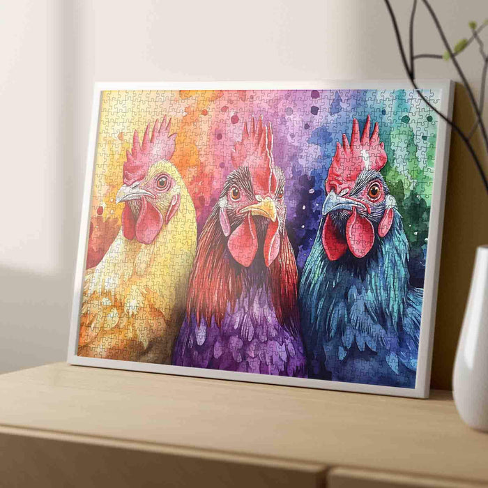 Watercolor Chickens Jigsaw Puzzle