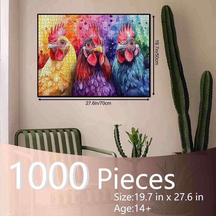 Watercolor Chickens Jigsaw Puzzle