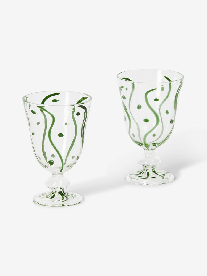 Waves Green Goblet Set