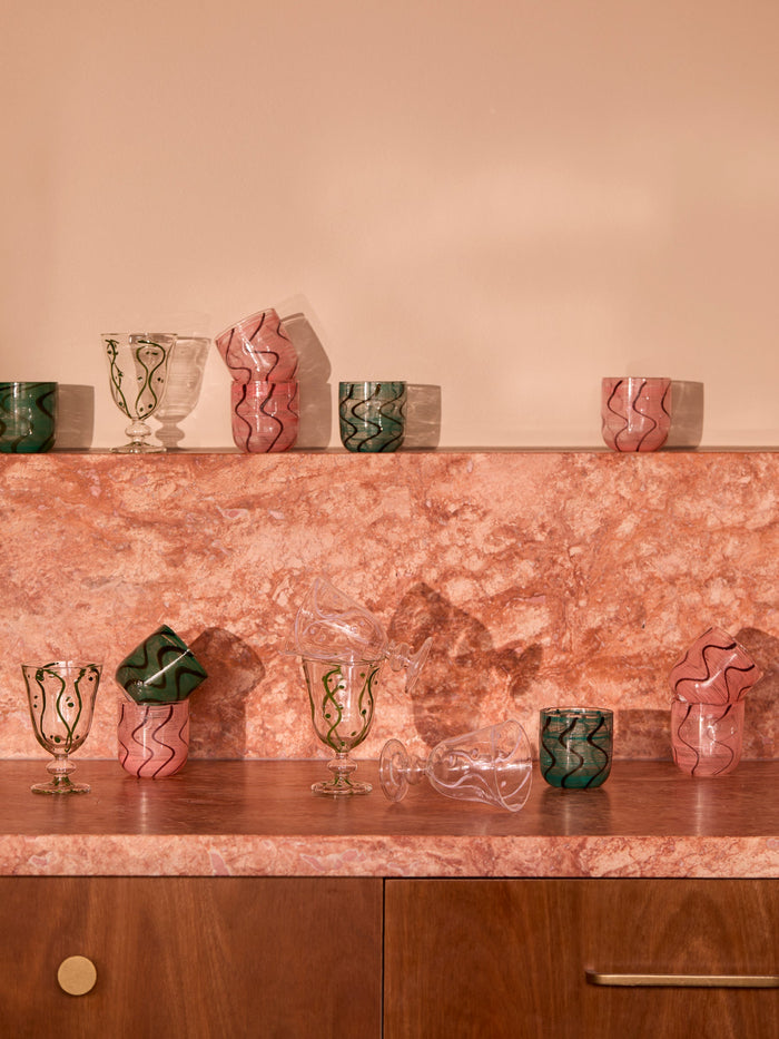 Waves Pink Goblet Set