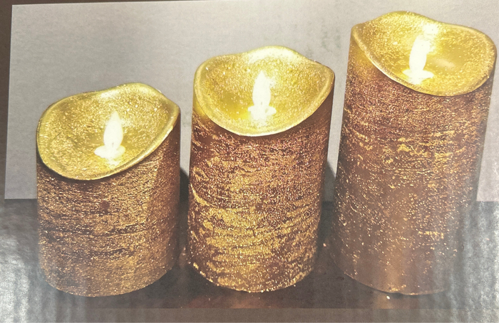 Wax pillar candles in Rose Gold