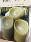 Wax pillar flameless sage green candles