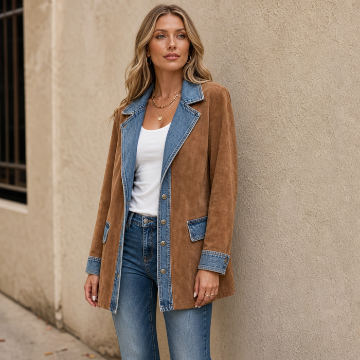 Westline – Trim Faux-Suede Western Jacket