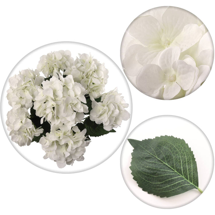 White Artificial Hydrangea Bouquet 20" Set Of 7 Stems