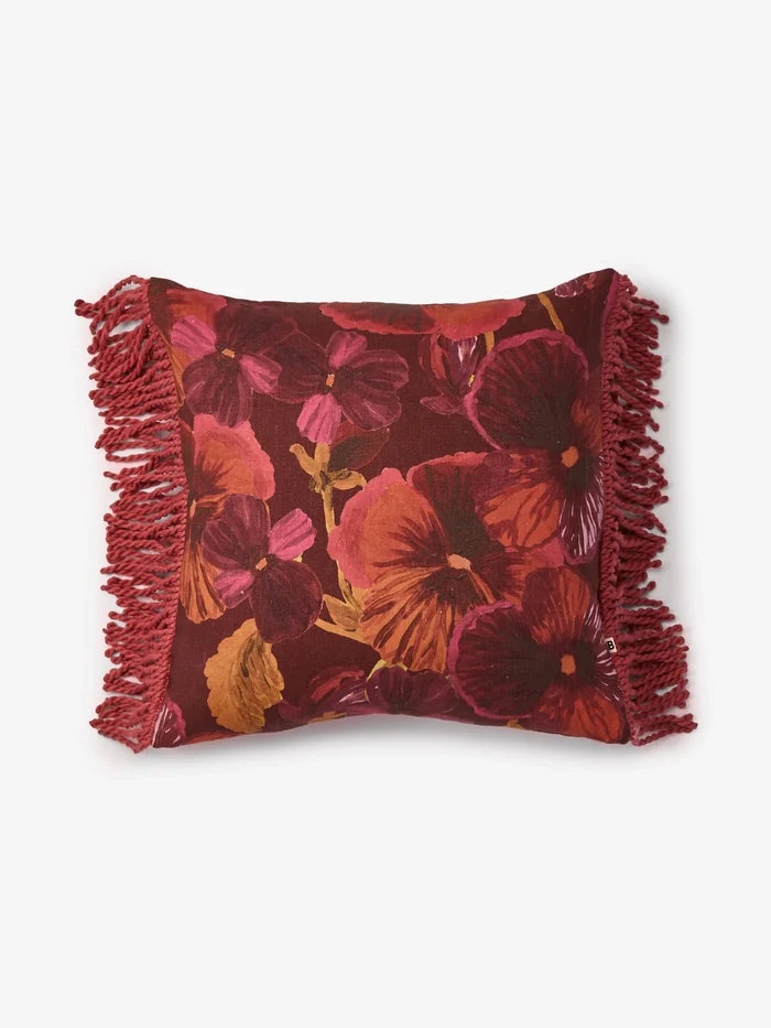 Wild Pansy Dark Cerise Cushion - 50cm