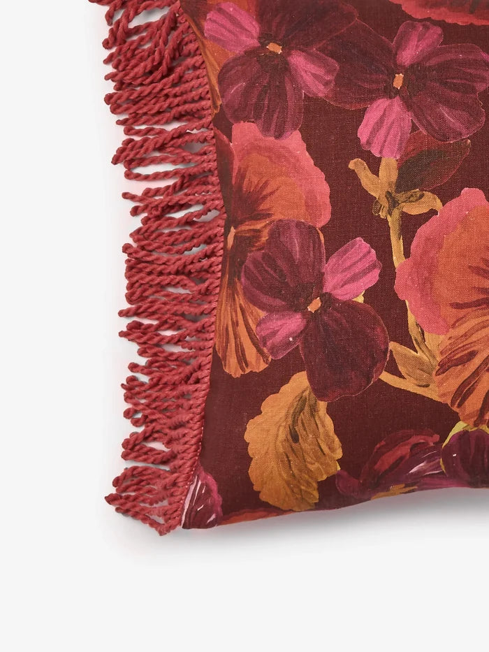 Wild Pansy Dark Cerise Cushion - 50cm