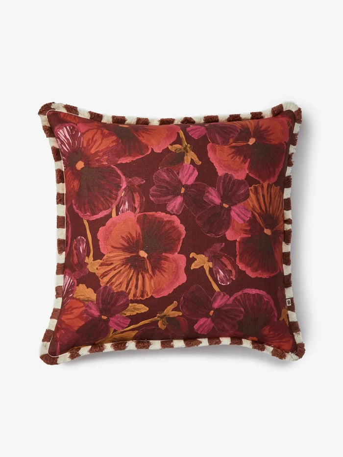 Wild Pansy Dark Cerise Cushion - 60cm