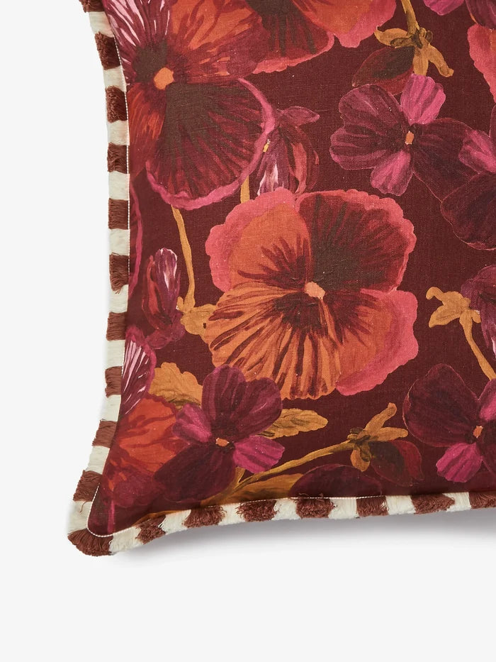 Wild Pansy Dark Cerise Cushion - 60cm