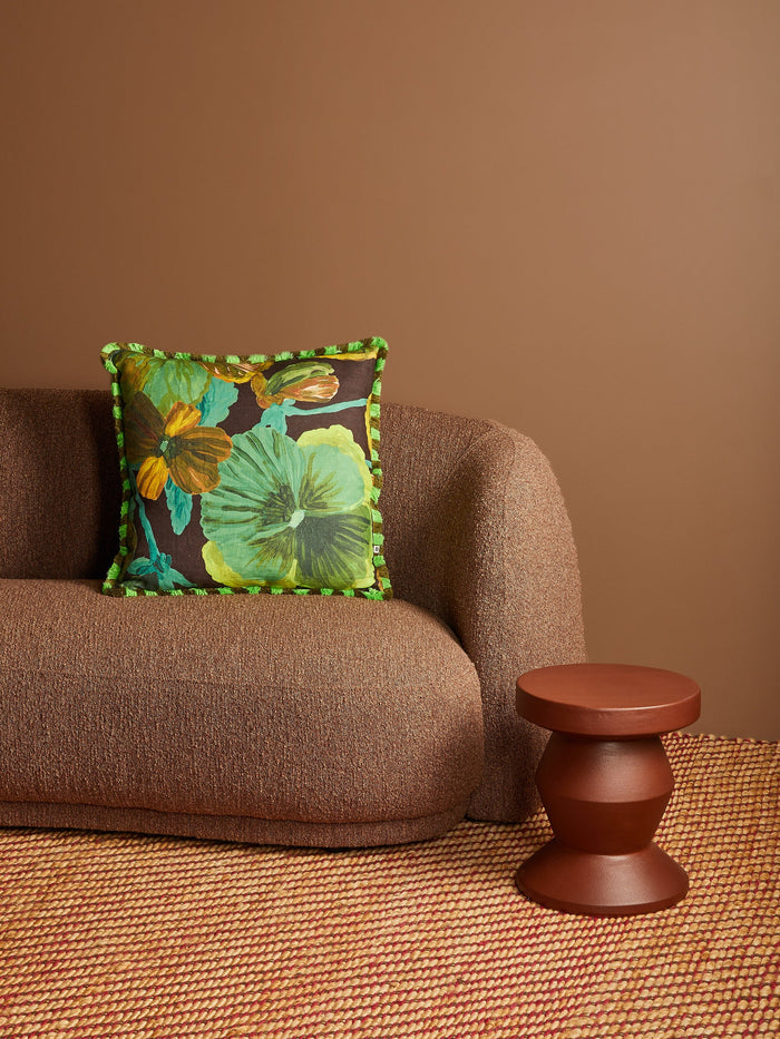Wild Pansy Emerald Cushion