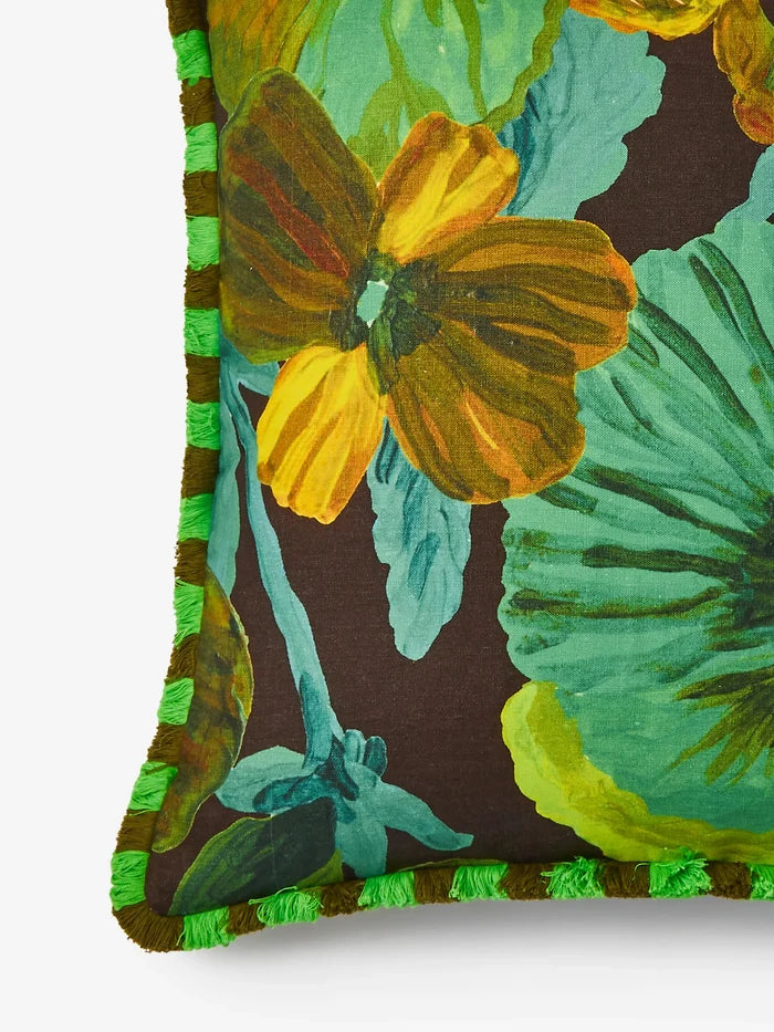 Wild Pansy Emerald Cushion