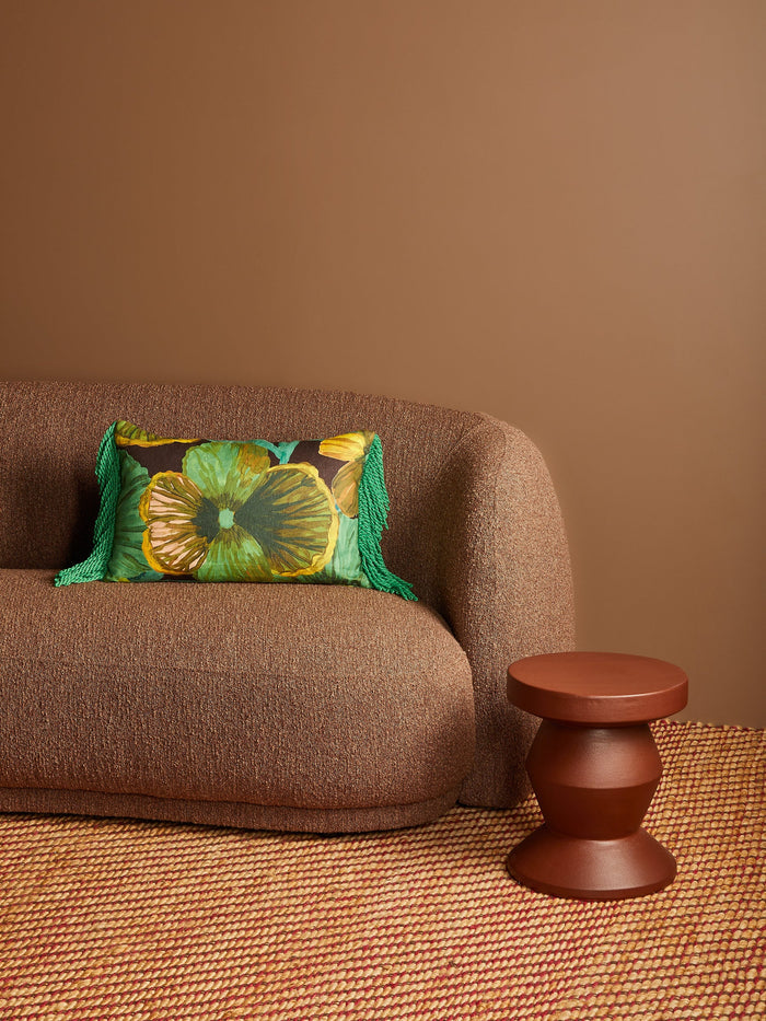 Wild Pansy Emerald Rectangle Cushion