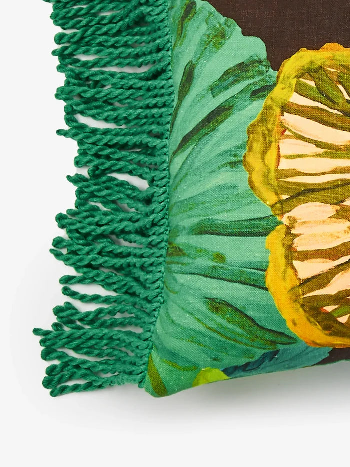 Wild Pansy Emerald Rectangle Cushion
