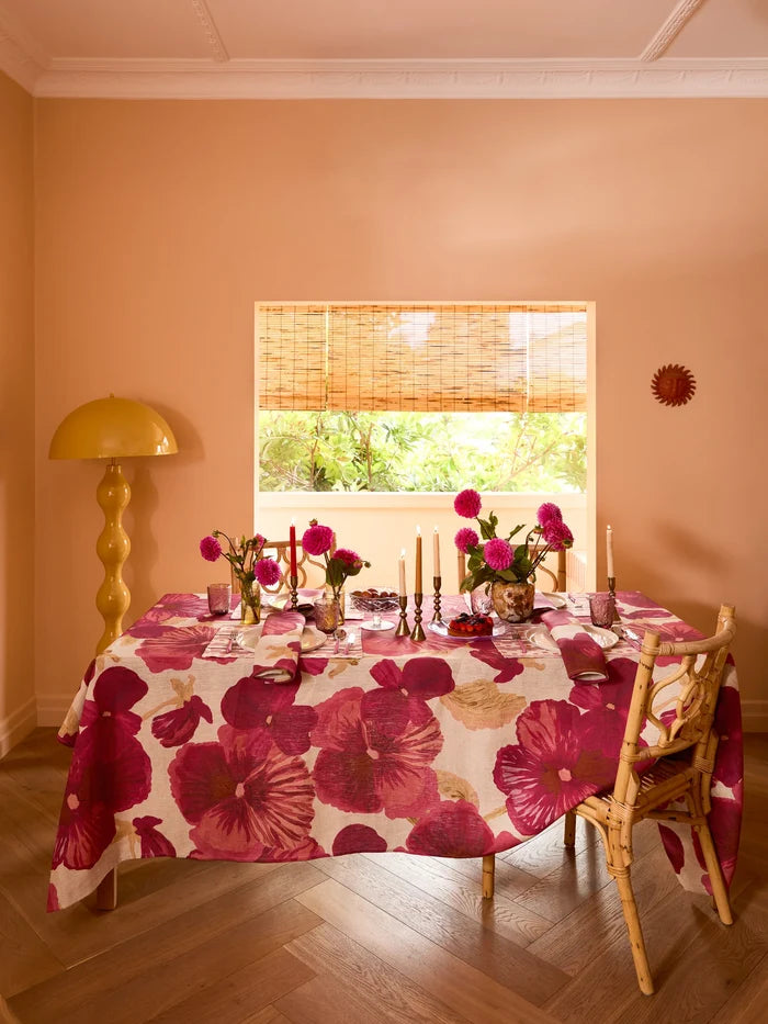 Wild Pansy Pink Tablecloth - Large