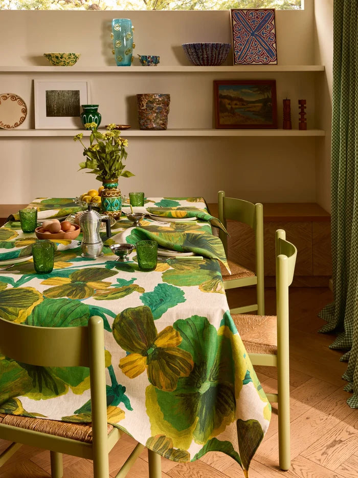 Wild Pansy Verde Tablecloth - Large