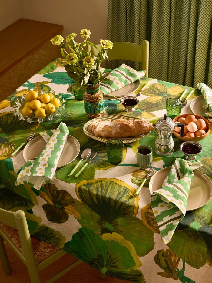 Wild Pansy Verde Tablecloth - Large