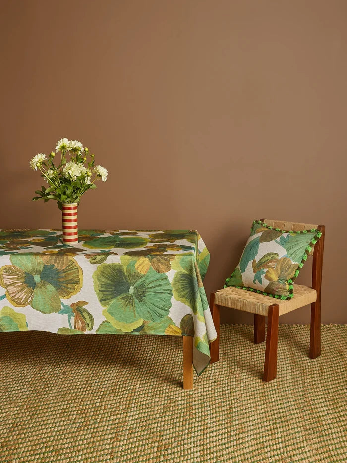 Wild Pansy Verde Tablecloth - Medium