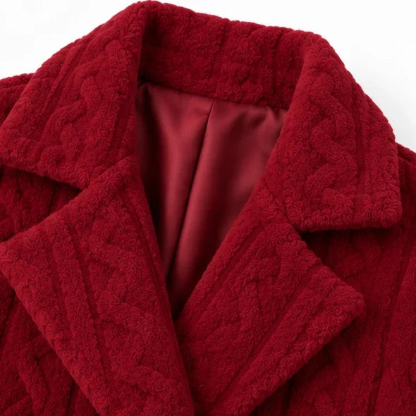 Wintelle – Textured Double-Breasted Winter Coat