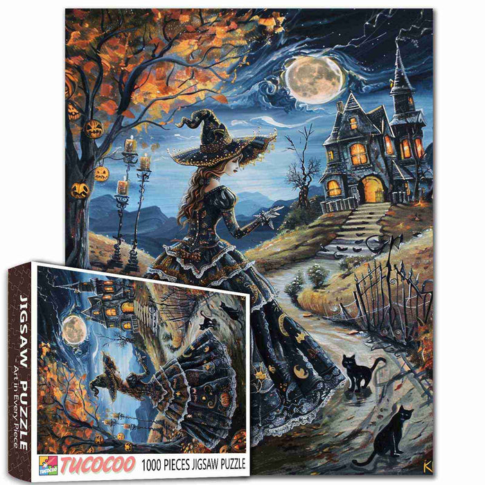 Witch Moonlit Mansion Path Jigsaw Puzzle