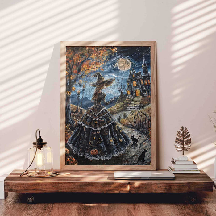 Witch Moonlit Mansion Path Jigsaw Puzzle