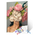 Woman with Peonies and Bird Paint by Numbers