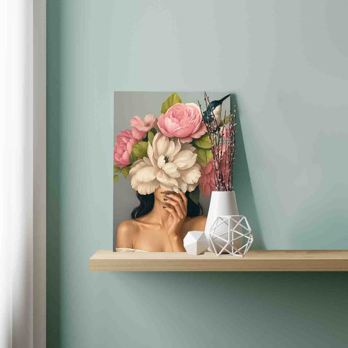 Woman with Peonies and Bird Paint by Numbers