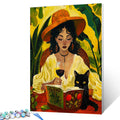 Woman with Wine and Black Cat Paint by Numbers - Tucocoo